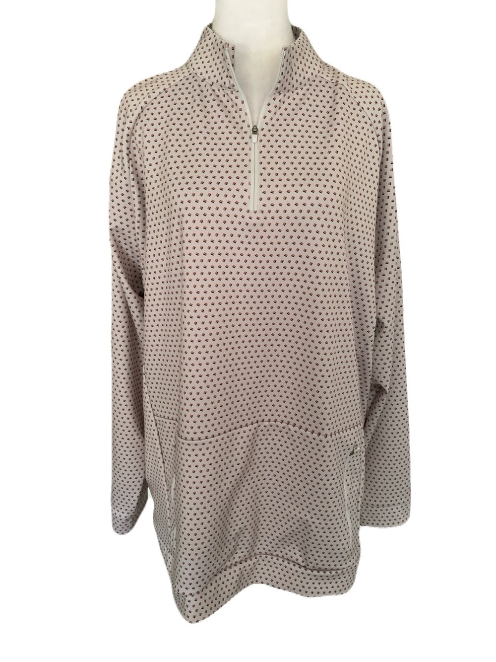 Mizzen+Main Men’s XL Light Gray Printed Pullover Quarter Zip Performance Jacket